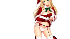 White Christmas white background blondes skirts long hair anime 