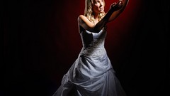 White dress blondes woman