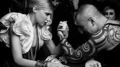 White fun arm wrestling