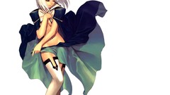 White hair anime girls short hair shining tears thigh highs no 