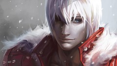 White hair devil may cry male blue eyes dante video games 