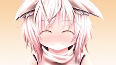 White hair faces blush smiling anime girls closed eyes short 