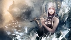 White hair flute fantasy art