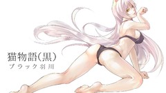 White hair long hair barefoot anime girls hanekawa tsubasa 