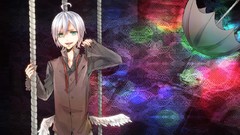 White hair male green eyes short hair vocaloid Utatane Piko