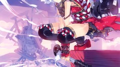 White hair red eyes chains anime girls ueda ryou thigh highs