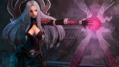 White hair red eyes League of Legends artwork video games Irelia