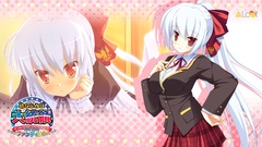 White hair red eyes Ribbons anime girls school uniforms 