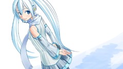 White hair scarfs anime girls blue eyes hatsune miku vocaloid 