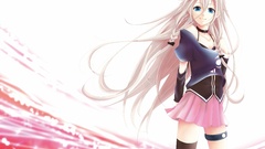 White hair skirts long hair blue eyes braids vocaloid bra ia 