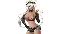 White hair sunglasses anime girls blue eyes nekomimi boobs 