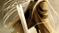 White hair Swords long hair anime girls claymore long ears Irene