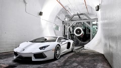 White Lamborghini-Aventador wind tunnel