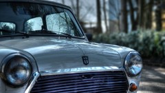 White old cars mini BMW Austin vintage British Cooper 