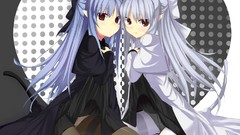 White red eyes blue hair anime girls pantyhose melty blood ren 