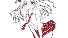 White tie red eyes blush school uniforms Simple Background 