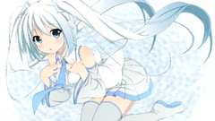 White tie white hair skirts long hair blue eyes hatsune miku 