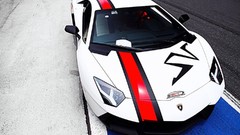 White track cars Lamborghini stripes exotic 