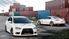 White tuning cars Nissan Mitsubishi vehicles mitsubishi lancer 