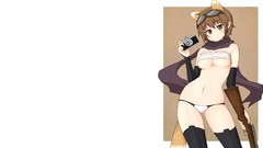 White weapons glasses Cameras scarfs brown eyes animal ears 