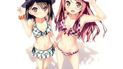 White white background red eyes blush anime girls black hair 