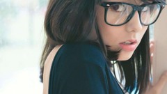 White woman asians brunettes models hipster girls with glasses 