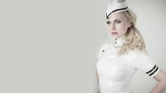 White woman latex Navy blondes blue eyes uniforms cosplay 