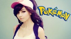 White woman Pokemon touko cosplay Hilda