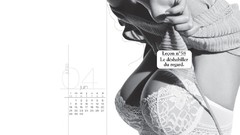 White woman white background Calendar brands bra boobs Aubade