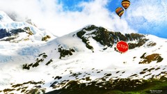 Widescreen Photo manipulation stop signs hot air balloons