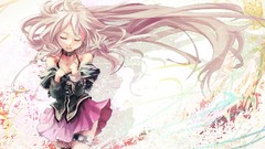 Wind white hair skirts pink hair long hair closed eyes braids 