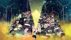 Windmills scrap anime girls school uniforms flashlights junk 