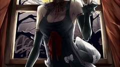 Windows Knives gloves skirts anime girls brunettes short hair 