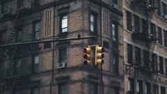 Windows traffic lights houses urban cities streets red light