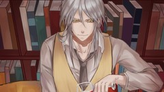 Wine Books tie wine glass shirts smiling long hair indoors 