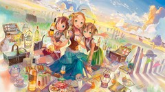 Wine cats apples picnic Lamps sandwich blondes anime girls 