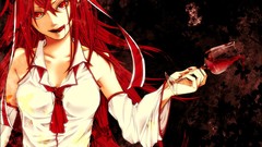 Wine red eyes wine glass tongue long hair anime girls white 