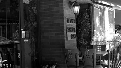 Wine town Tables bar monochrome wine cellar desaturated