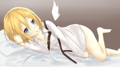Wings Anime blondes anime girls blue eyes lying down shingeki 
