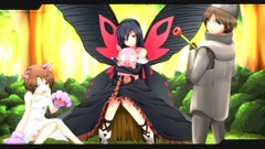 Wings Anime dress armor long hair pink eyes blue eyes brown 