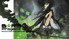Wings Anime horns scythe green eyes black rock shooter black 