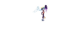 Wings Anime red eyes Ribbons blue hair long hair anime girls 