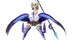 Wings blade Anime armor anime girls blue eyes gray hair Simple 