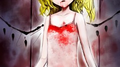 Wings blood dress Vampires red eyes sitting bows blondes 