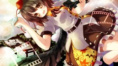 Wings Cameras anime girls brunettes touhou shameimaru aya shinto