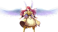 Wings dress armor long hair blue eyes blazblue redheads hair 