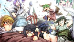 Wings dress fangs angry awakening blush anime girls green eyes 