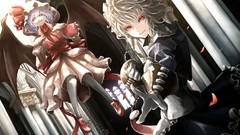 Wings dress hats Vampires white hair red eyes gloves Ribbons 