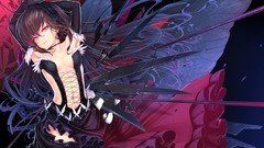 Wings dress long hair brunettes accel world purple eyes kuro 