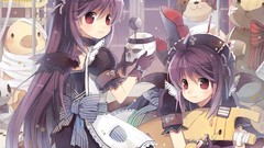 Wings dress red eyes anime girls lolita fashion black hair 